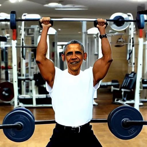 Prompt: Obama Lifting Weights, symmetric eyes 👀