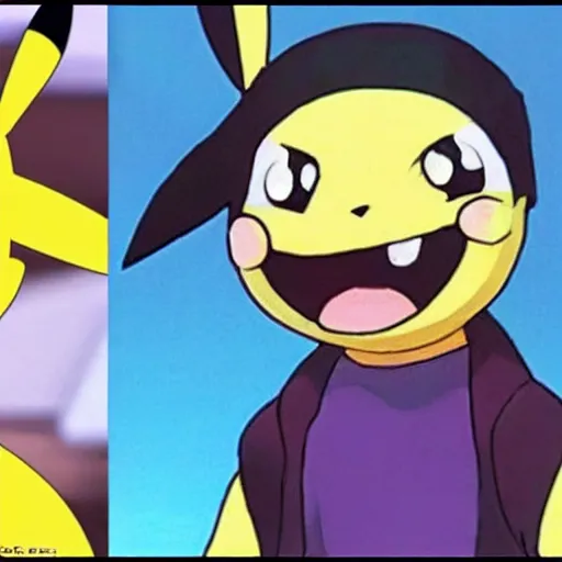 Image similar to jackie chan as a pikachu, the pikachu has the face of jackie chan