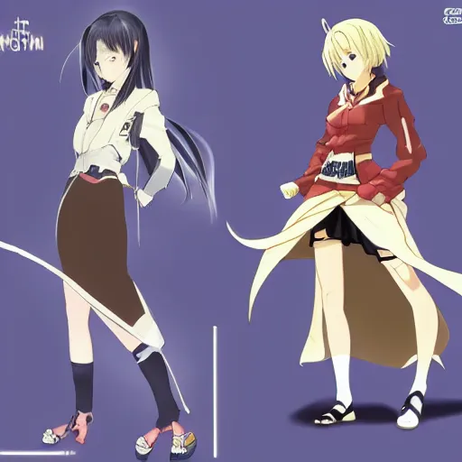 Image similar to anime women in the style of kim hyung - tae, magna carta character design