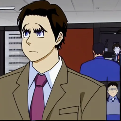 Prompt: the office tv show(2005) if it were an anime high detail