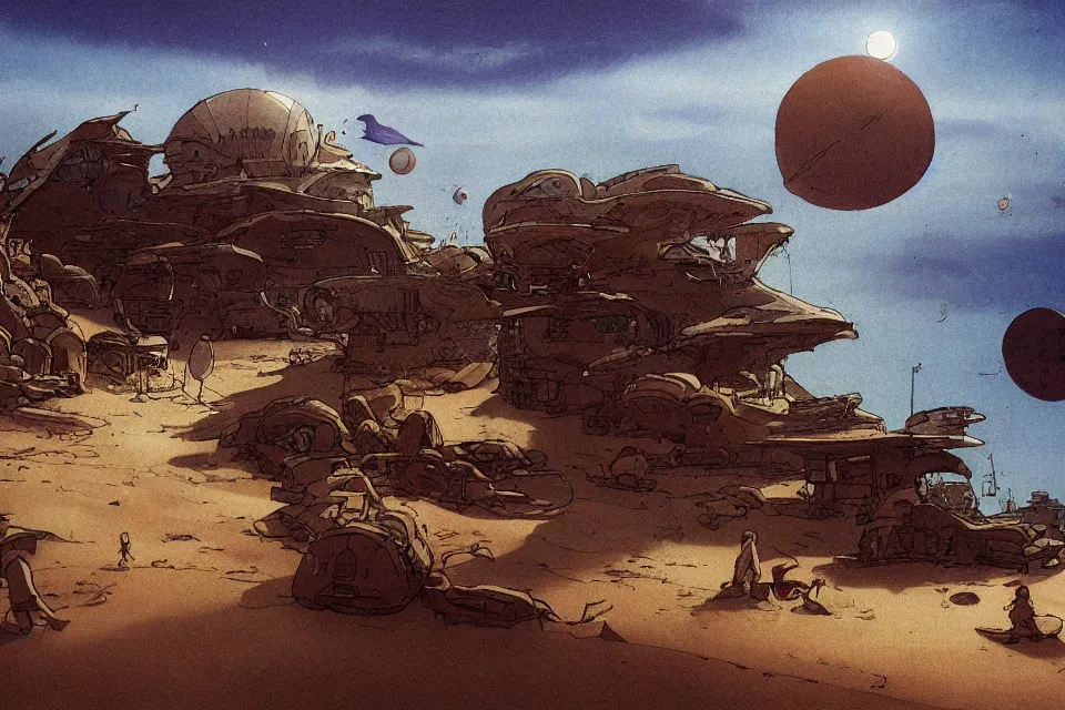 Prompt: sci-fi fi scene of a seashell where the deserted kids live, in the style of john harris and roger deakins by moebius