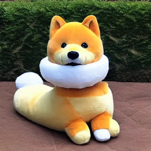 Prompt: a giant plushy shiba inu smoking a cigar, fluffy, soft, photo realistic, highly detailed,