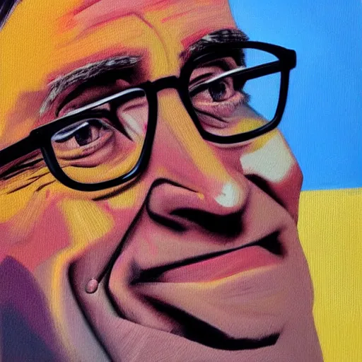 Prompt: portrait of bill gates facial details in the style of Hashim Akib textured acrylic on canvas colourful strokes