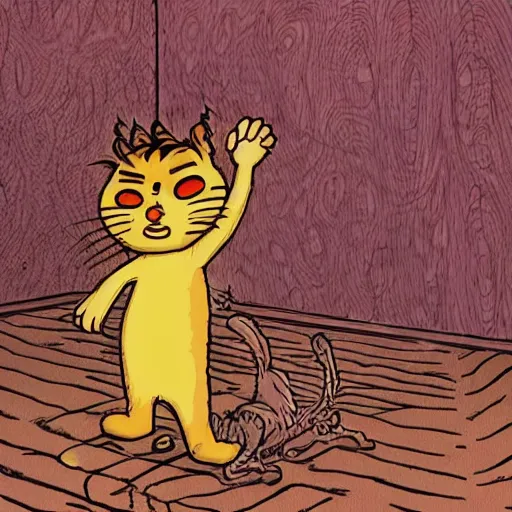 Prompt: garfield, by junji ito