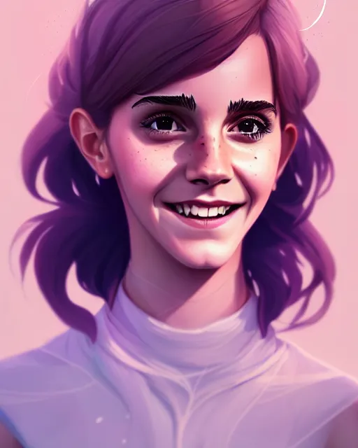 Image similar to a portrait of a beautiful full body Emma Watson smiling, art by lois van baarle and loish and ross tran and rossdraws and sam yang and samdoesarts and artgerm, digital art, highly detailed, intricate, sharp focus, Trending on Artstation HQ, deviantart, unreal engine 5, 4K UHD image