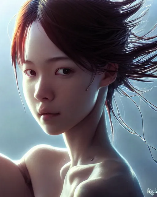 Prompt: concerning closeup portrait of a beautiful carefree girl covered in sharp metal wire, by katsuhiro otomo, yoshitaka amano, nico tanigawa, artgerm, greg rutkowski makoto shinkai takashi takeuchi rendered with intense 3 d effect reflective shadowing, cinematic lighting, hyperrealistic illustration uhd 8 k