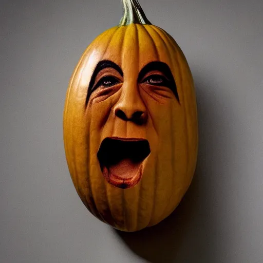 Image similar to gourd carved to look like the face of amber heard