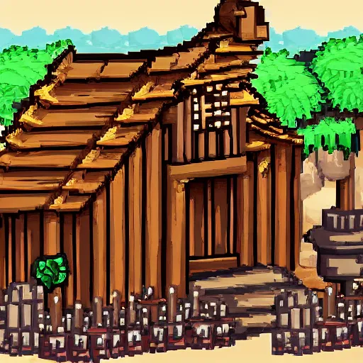 Image similar to a medieval barrack where you train warriors, sprite art, painted, 2 d game