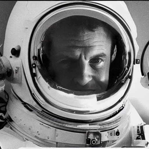 Prompt: Emmanuel Macron in 2001 The Space Odissey (1968)