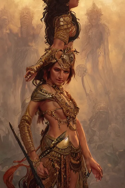 Image similar to a portrait of a anthropomorphic an ancient mesopotamia warrior goddess, D&D, fantasy, intricate, highly detailed, digital painting, artstation, concept art, smooth, sharp focus, illustration, art by artgerm and greg rutkowski and alphonse mucha