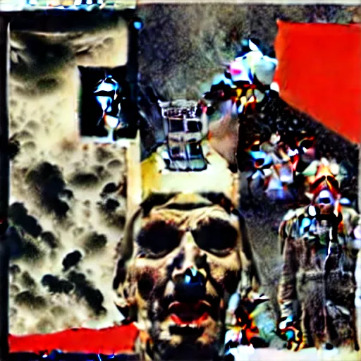 Image similar to a paper collage of armageddon, a god of death stands in the middle, kurt schwitters, richard hamilton, joe webb, chambliss giobbi, lynn skordal, derek gores, barbara kruger, jacques villegle.