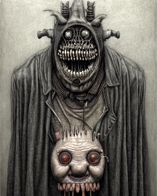 Image similar to a realistic detailed portrait painting of a monster by john kenn mortensen, santiago caruso, synthwave cyberpunk psychedelic vaporwave