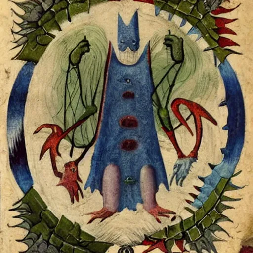 Image similar to uncanny monsters of the imagination in a surreal alchemical manuscript