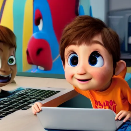 Prompt: little bobby drop tables learns javascript in new pixar movie