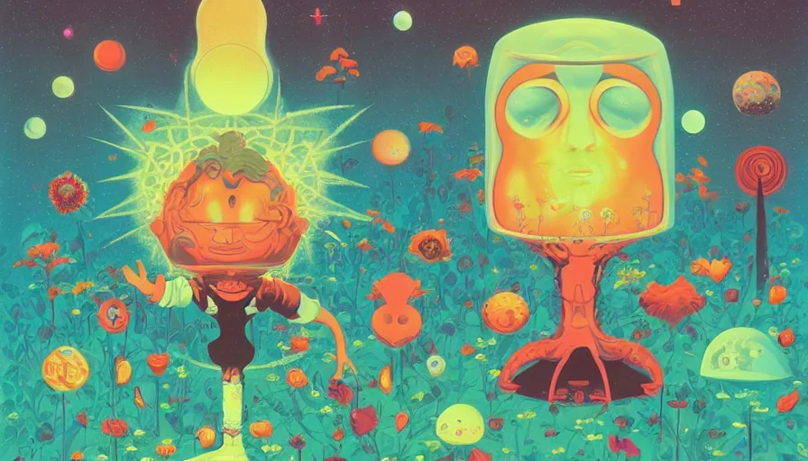 Image similar to the garden at the end of the universe, trippy, mind - bending, tom whalen, mark ryden, chip zdarsky, art station