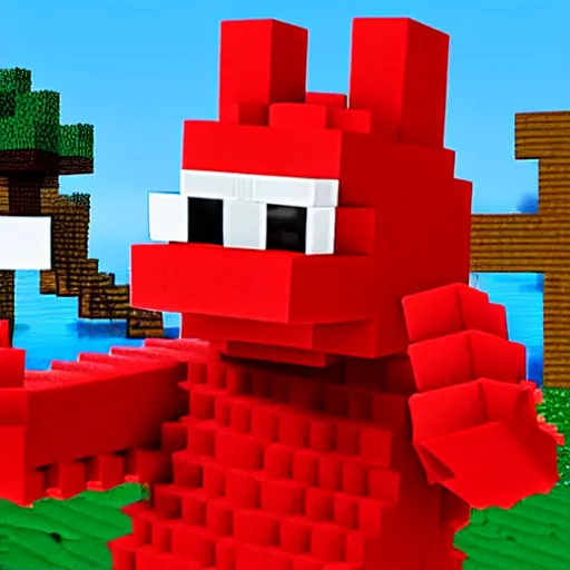 Image similar to elmo in minecraft