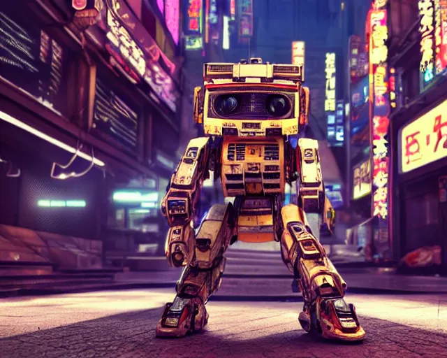 Prompt: CHAPPIE Breakdancing In The Middle of Neo Tokyo, Full Figure, 8K, octane render, HDR, photorealistic, volumetric lighting, Hyperrealistic-H 960