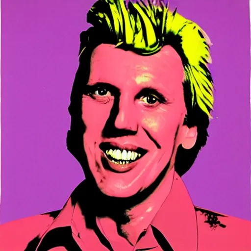 Image similar to pop art gary busey illustration by andy warhol