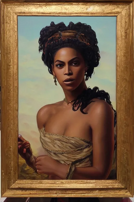 Image similar to portrait of Beyoncé as a girl from ancient Greece, oil painting