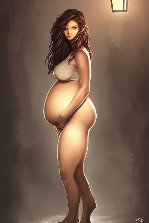 Prompt: pregnant woman under street light, highly detailed, sharp focused, ultra realistic digital concept art by artgerm