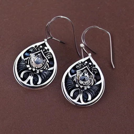 Image similar to big and beautiful detailed artnouveau style earrings sharp focus 8 k