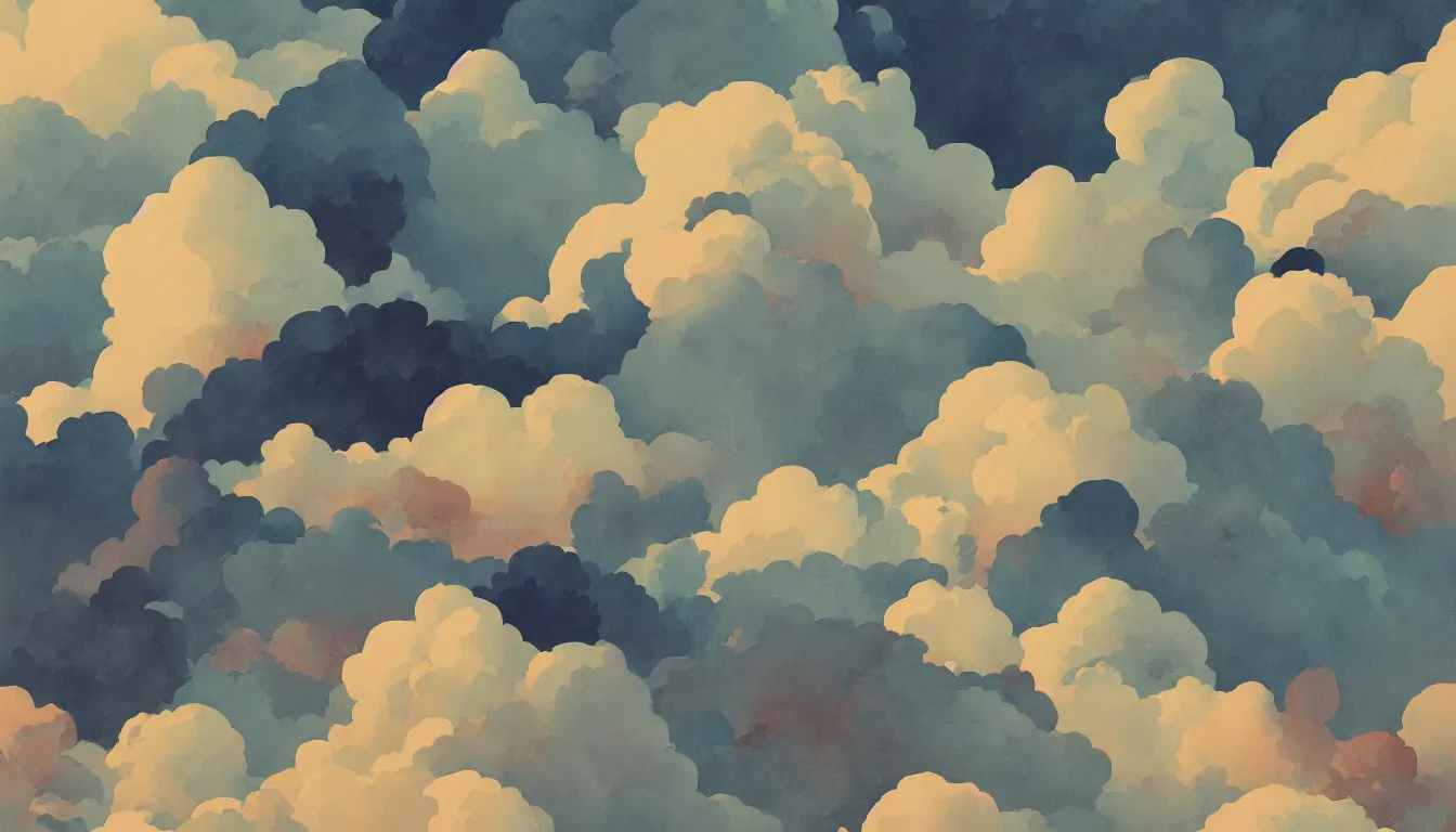 Prompt: watercolor canvas texture clouds kilian eng, minimalist