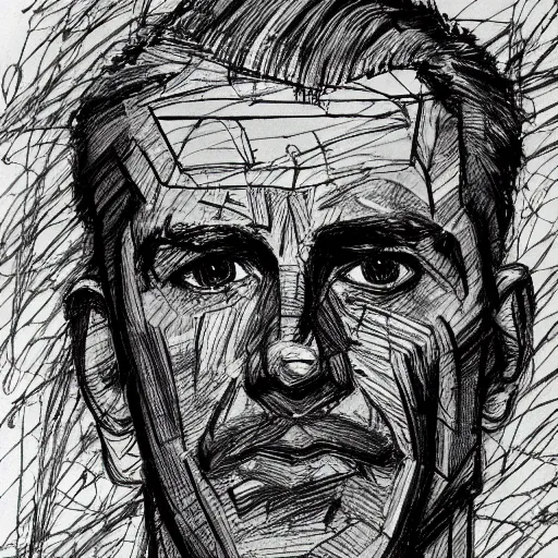 Prompt: a realistic yet scraggly portrait sketch of the side profile of a stern and sophisticated max headroom, trending on artstation, intricate details, in the style of frank auerbach, in the style of sergio aragones, in the style of martin ansin, in the style of david aja, in the style of mattias adolfsson