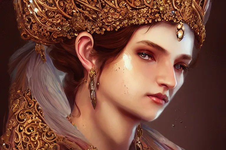 Image similar to portrait _ of a beautiful elegant noble with a fine headdress magic girl character design fantasy intricate _ cinematic _ lighting _ highly _ detailed _ digital _ painting _ artstation by wlop