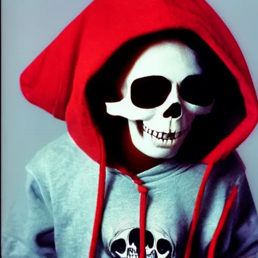 Skull best sale wearing hoodie