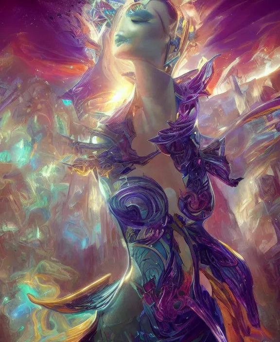 Image similar to a whirlwind of souls rushing inside the metaverse, half body, glowin eyes, tiara with sapphire, pharaoh, android, cyberpunk, d & d, fantasy, intricate, elegant, highly detailed, colorful, vivid color, digital painting, artstation, concept art, art by artgerm and greg rutkowski and alphonse mucha and ruan jia