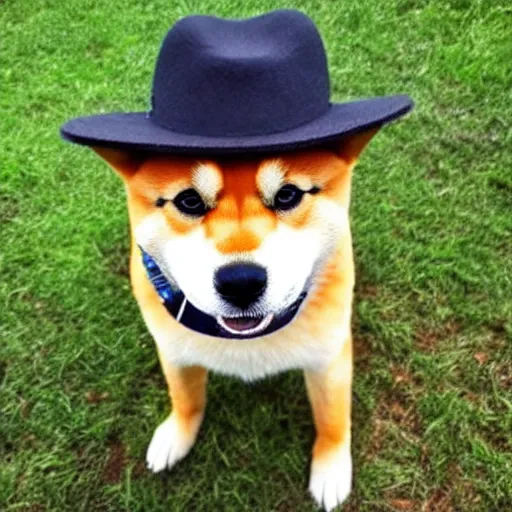 Prompt: A shiba inu wearing a fedora