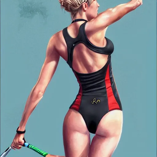 Image similar to eugenie bouchard in the style of stefan kostic, realistic, full body, sharp focus, 8 k high definition, insanely detailed, intricate, elegant, art by stanley lau and artgerm