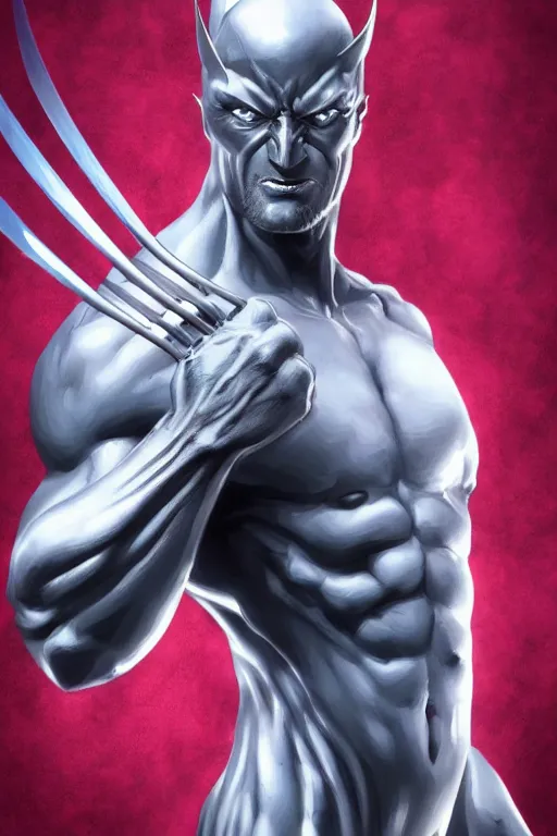 Prompt: A fantasy comic book style portrait painting of Wolverine as silver surfer, marvel comics, x-men, hyperrealistic, style of Todd McFarlane, octane render, RPG portrait, ambient light, dynamic lighting