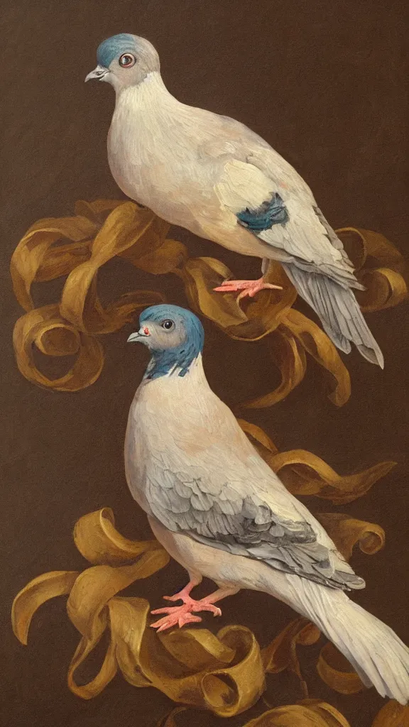 Prompt: rococo painting of a pigeon