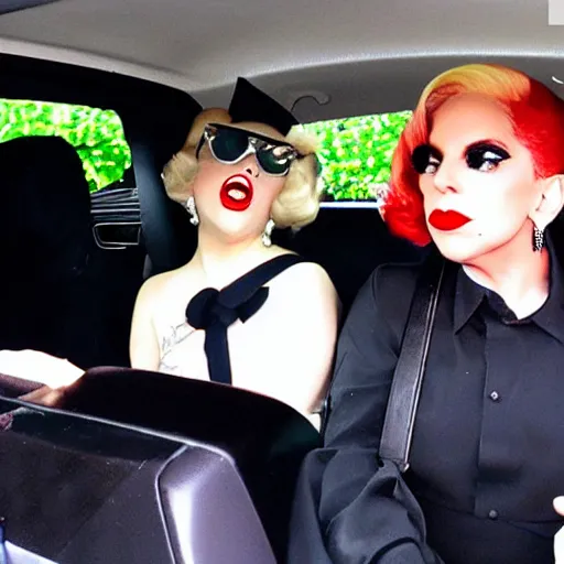 Prompt: lady gaga and judy garland carpool karaoke