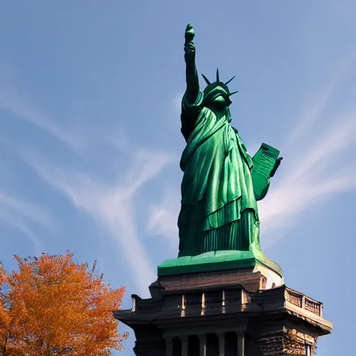 Image similar to liberty statue explode into pieces