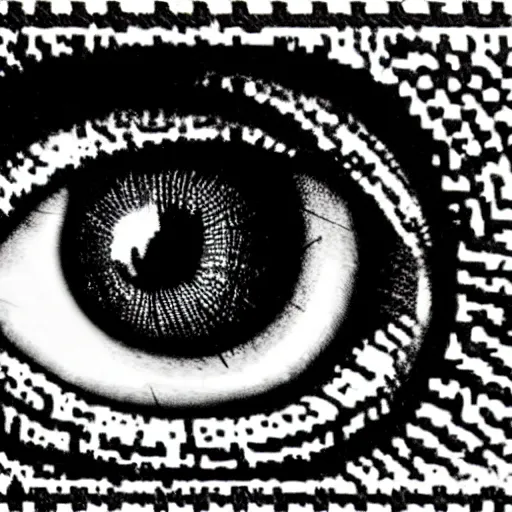 Prompt: an eye, printed by a dot matrix
