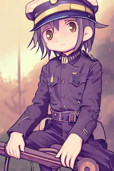 Image similar to beautiful little boy in nazi male uniform. made in abyss art style, sharps focus, pose, cute detailed artwork, anatomically correct, ilya kuvshinov, reflection, perfect composition, wallpaper mobile, digital art, detailed anime soft face, symmetrical face, western comic, illustration, realistic, smooth, lois van baarle, soft details, biomechanic