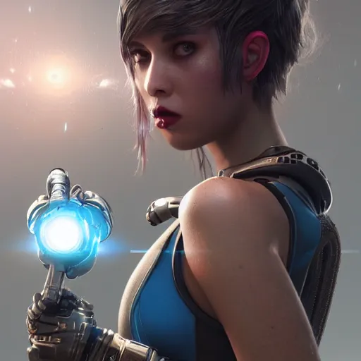 Image similar to spacegirls, 8 k uhd, unreal engine, reflected chrome, octane render in the artstyle of tom bagshaw, unreal engine 5, highly detailed face, true anatomy!, extremely detailed!, fishnets, dystopian, details visible, octane render, photography