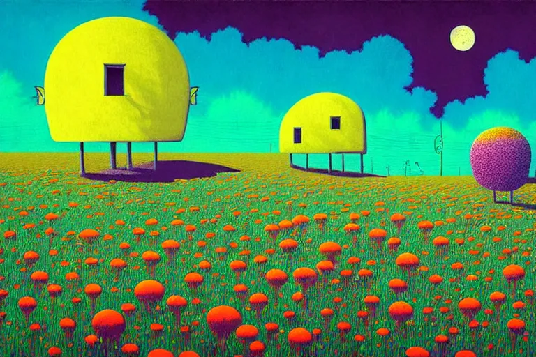 Image similar to surreal glimpse into other universe, texas, summer morning, very coherent and colorful high contrast, art by!!!! gediminas pranckevicius!!!!, geof darrow, floralpunk screen printing woodblock, dark shadows, hard lighting, stipple brush technique,