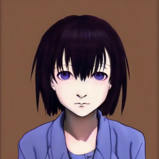 Image similar to a portrait of Lain from serial experiments: Lain Shinji Aramaki