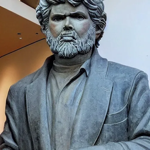 Prompt: “ child crying at large statue of george lucas ”