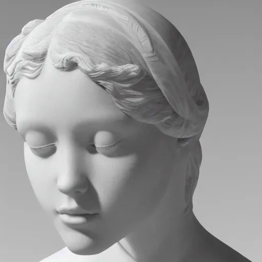 Prompt: a delicate renaissance marble sculpture of a !female !!face , covered with !!!!!veil, subsurface scattering, global illumination, physically based rendering, photorealistic