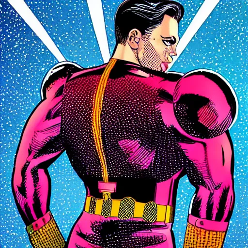 Prompt: dynamic macro full body portrait of sebastian stan super hero in a black sequined jacket by john romita sr and cory walker and ryan ottley and jack kirby and barry windsor - smith, comic, illustration, photo real