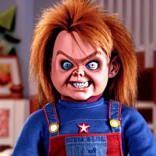 Prompt: Chucky the killer doll on a episode of full house