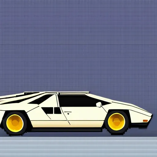 Prompt: lamborghini countach in tokyo, night time, pixel art, cute