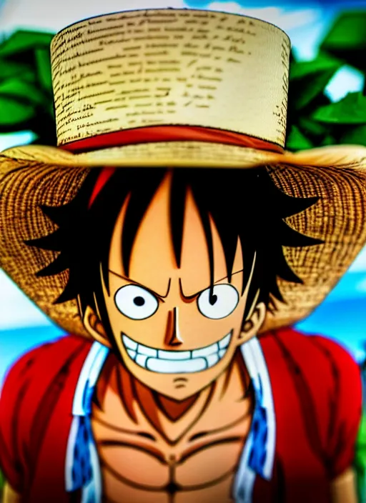 Image similar to photograph of a luffy face, depth of field, focus,