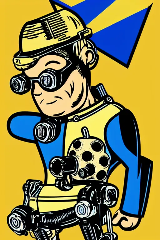 Image similar to fallout 7 6 retro futurist illustration art by butcher billy, sticker, colorful, illustration, highly detailed, simple, smooth and clean vector curves, no jagged lines, vector art, smooth andy warhol style