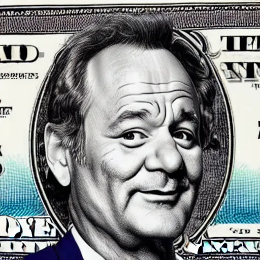 Prompt: bill murray on a dollar bill