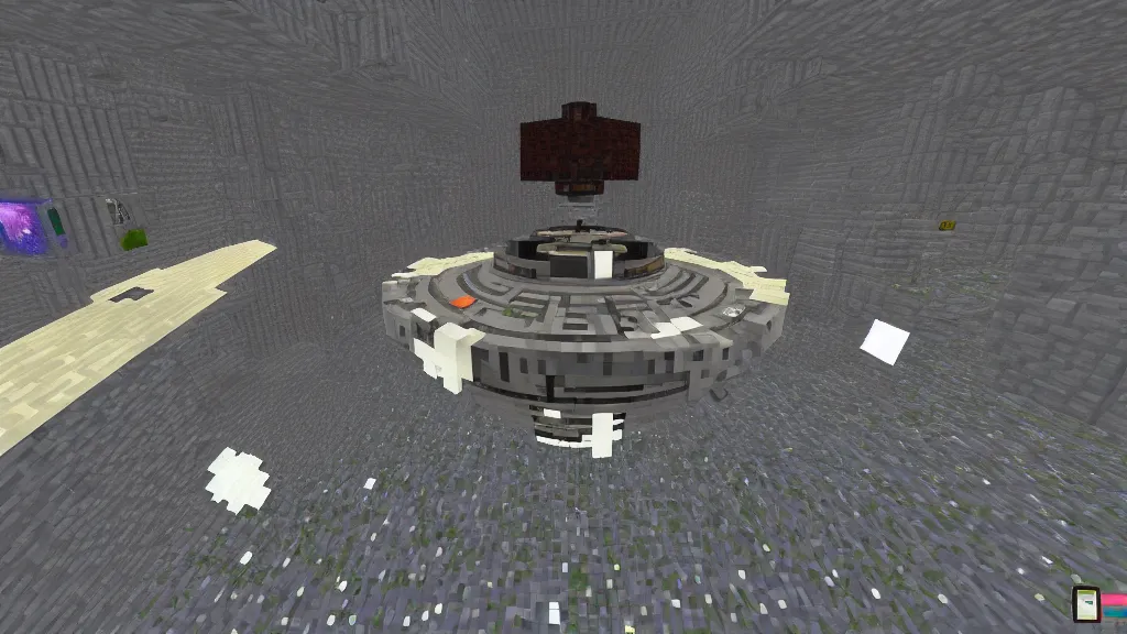 Prompt: Space Station The Ellipse, Minecraft screenshot